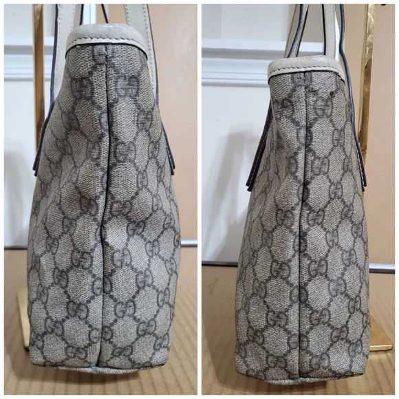 SOLD***Authentic Gucci GG Supreme Monogram Shoulder Bag Gray White - Picture 3 of 11